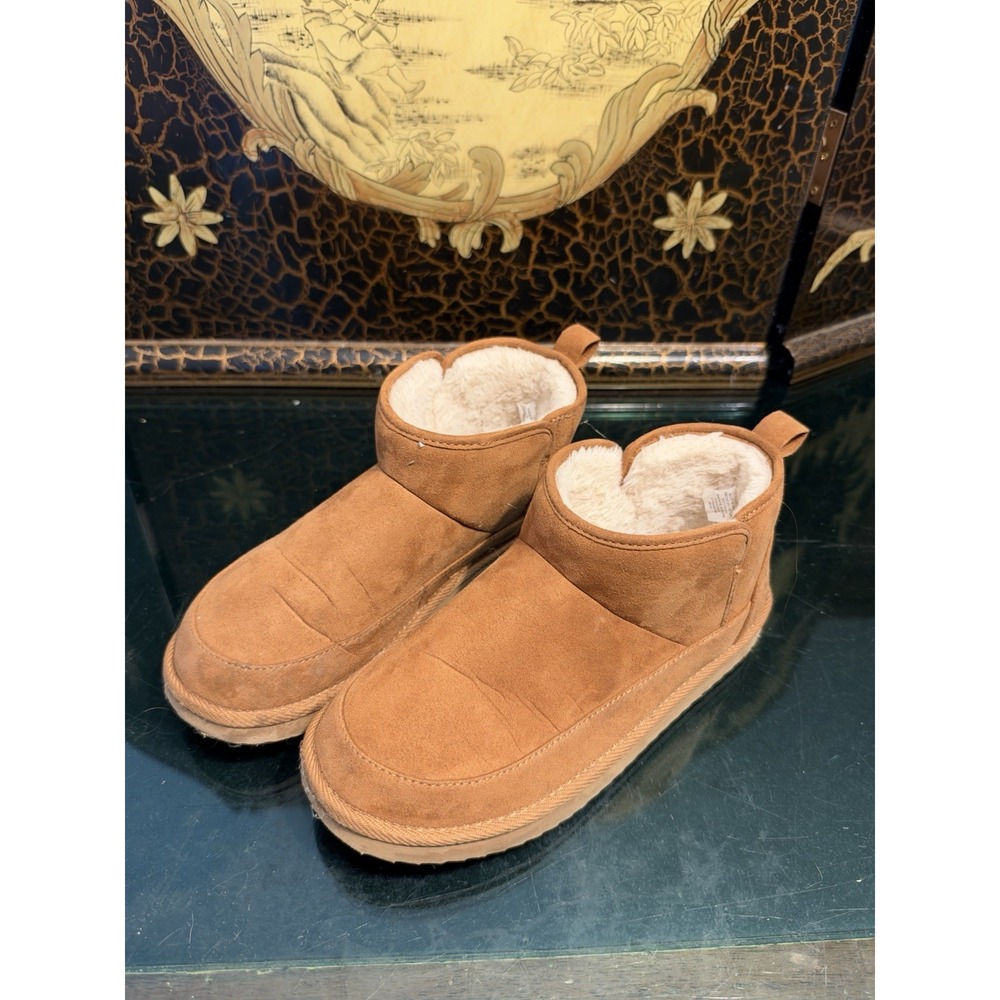 Old Navy Shortie Sherpa Boots Women's Size 9 Chestnut Faux Suede Fur Lined
